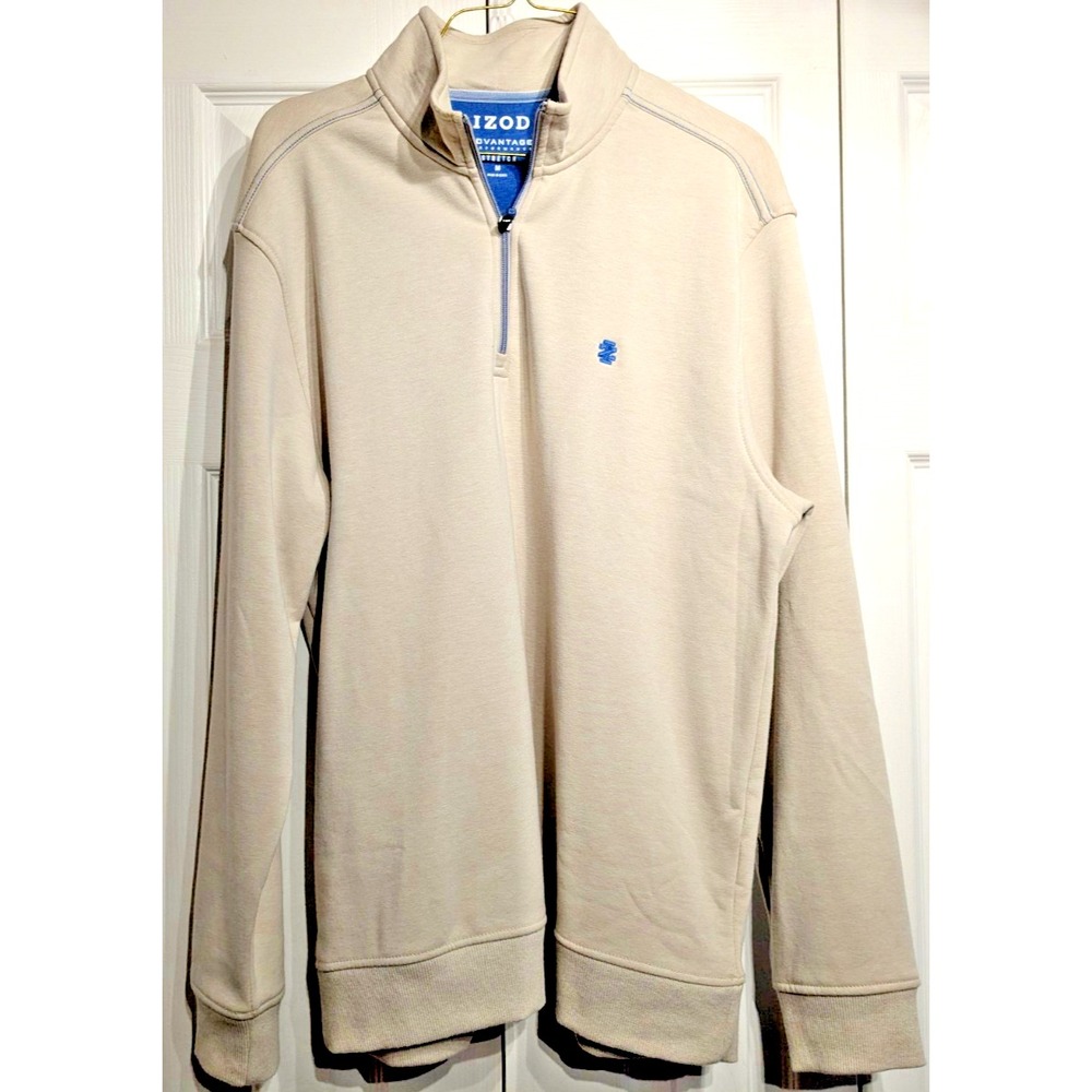 IZOD Advantage Mens Sz: M Gray Performance Stretch 1/4 Zip Pullover Pristine!!